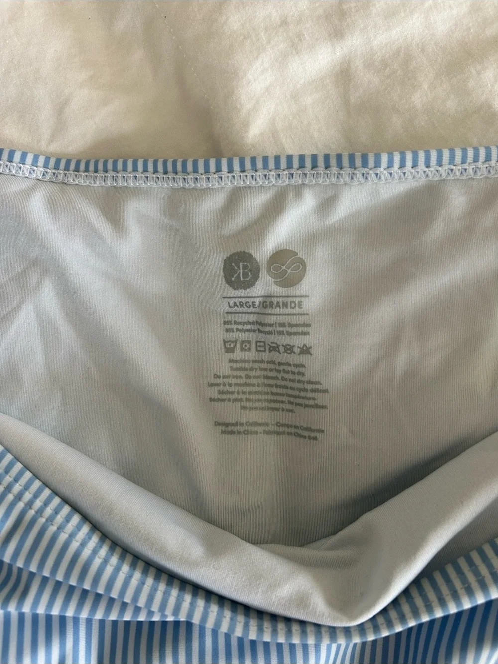 High-Waist Blue Pinstripe Bikini Bottoms